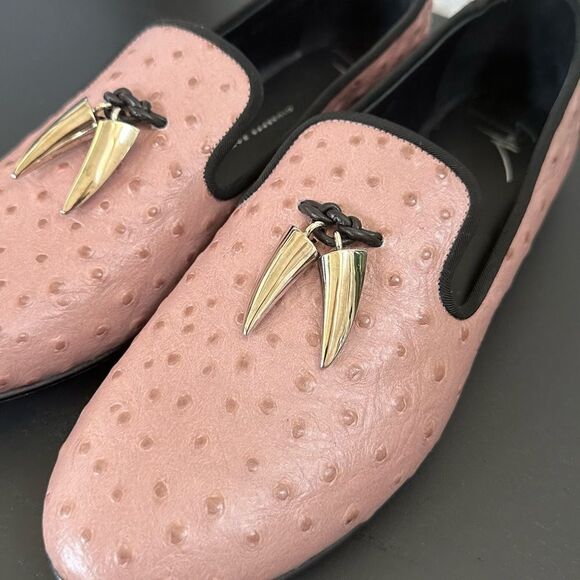 Giuseppe Zanotti Ostrich Textured Leather Slip On Stylish Loafer - Picture 5 of 13